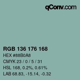 Color code: RGB 136 176 168 | qconv.com