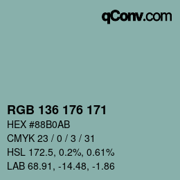 Color code: RGB 136 176 171 | qconv.com