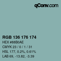 Color code: RGB 136 176 174 | qconv.com
