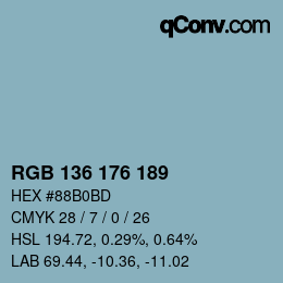 Color code: RGB 136 176 189 | qconv.com
