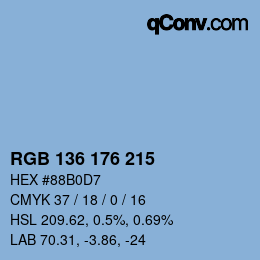 Color code: RGB 136 176 215 | qconv.com