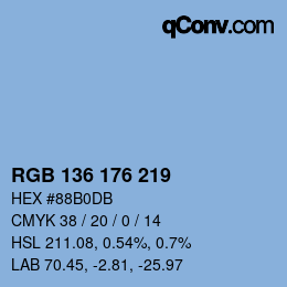 Color code: RGB 136 176 219 | qconv.com