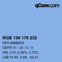 Color code: RGB 136 176 232 | qconv.com