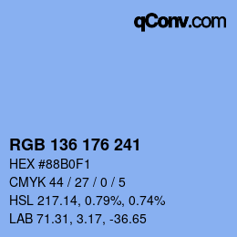 Color code: RGB 136 176 241 | qconv.com