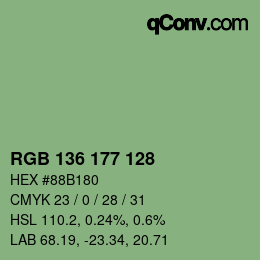Color code: RGB 136 177 128 | qconv.com
