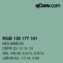 Color code: RGB 136 177 161 | qconv.com