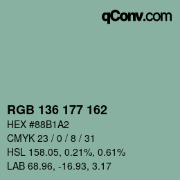 カラーコード: RGB 136 177 162 | qconv.com
