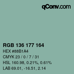 Color code: RGB 136 177 164 | qconv.com