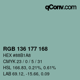 Color code: RGB 136 177 168 | qconv.com