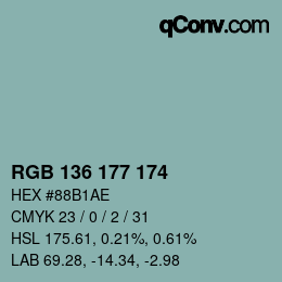 Color code: RGB 136 177 174 | qconv.com