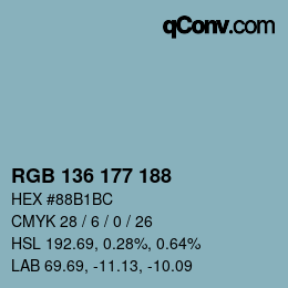 Color code: RGB 136 177 188 | qconv.com