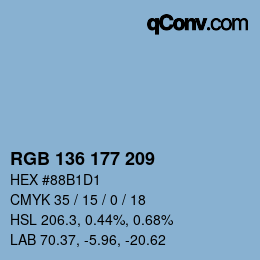 Color code: RGB 136 177 209 | qconv.com