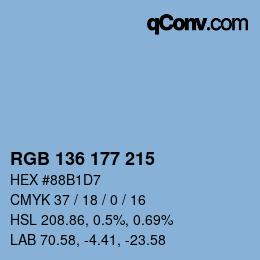 Color code: RGB 136 177 215 | qconv.com
