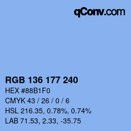Color code: RGB 136 177 240 | qconv.com