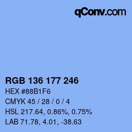 Color code: RGB 136 177 246 | qconv.com