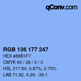 Color code: RGB 136 177 247 | qconv.com