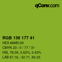 Color code: RGB 136 177 41 | qconv.com