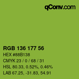 カラーコード: RGB 136 177 56 | qconv.com