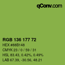 Color code: RGB 136 177 72 | qconv.com
