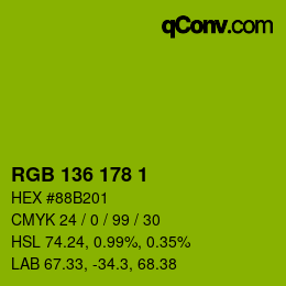 Color code: RGB 136 178 1 | qconv.com