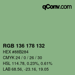 Color code: RGB 136 178 132 | qconv.com