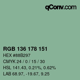 Color code: RGB 136 178 151 | qconv.com