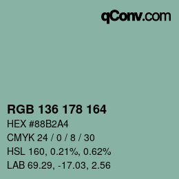 Color code: RGB 136 178 164 | qconv.com