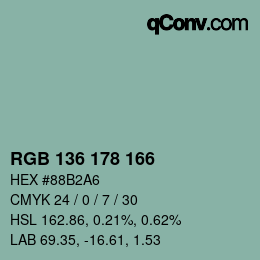 Color code: RGB 136 178 166 | qconv.com