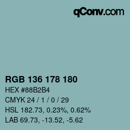 Color code: RGB 136 178 180 | qconv.com