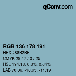 Farbcode: RGB 136 178 191 | qconv.com
