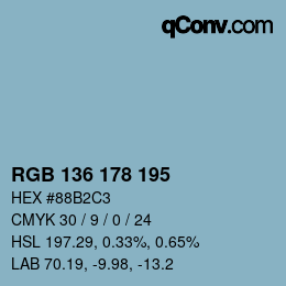 Color code: RGB 136 178 195 | qconv.com