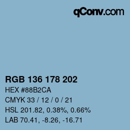 Color code: RGB 136 178 202 | qconv.com