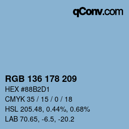 カラーコード: RGB 136 178 209 | qconv.com