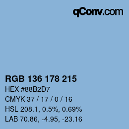 Color code: RGB 136 178 215 | qconv.com
