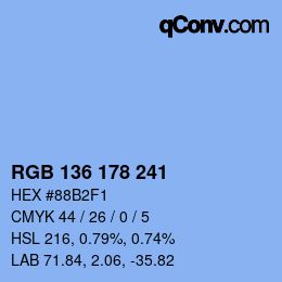 Color code: RGB 136 178 241 | qconv.com
