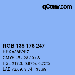 Color code: RGB 136 178 247 | qconv.com