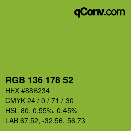 Color code: RGB 136 178 52 | qconv.com