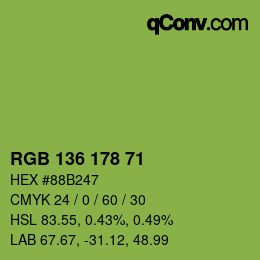 Color code: RGB 136 178 71 | qconv.com