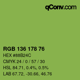 Color code: RGB 136 178 76 | qconv.com