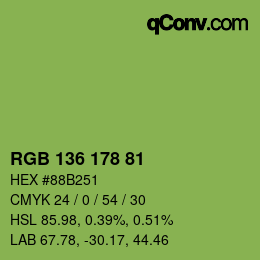 Color code: RGB 136 178 81 | qconv.com