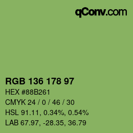 Color code: RGB 136 178 97 | qconv.com