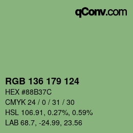 Color code: RGB 136 179 124 | qconv.com