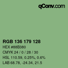 Color code: RGB 136 179 128 | qconv.com