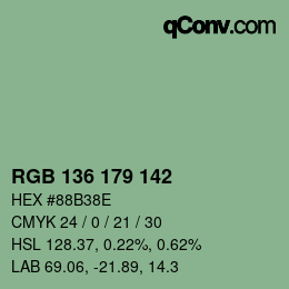 Color code: RGB 136 179 142 | qconv.com