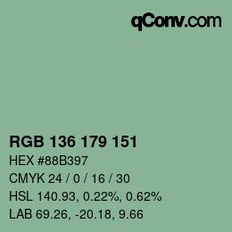 Color code: RGB 136 179 151 | qconv.com