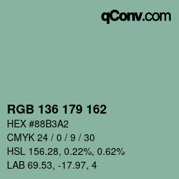 Color code: RGB 136 179 162 | qconv.com