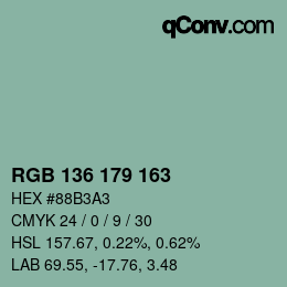 Color code: RGB 136 179 163 | qconv.com