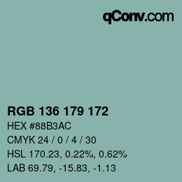 Color code: RGB 136 179 172 | qconv.com