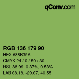 Color code: RGB 136 179 90 | qconv.com