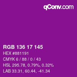 Color code: RGB 136 17 145 | qconv.com